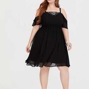 Torrid Black Flutter Sleeve Dress